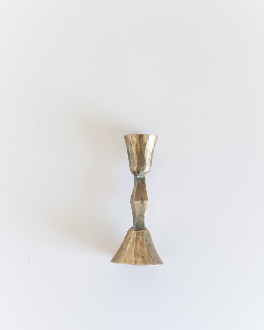 Low Diamond Hand-Forged Iron Candleholder – Brass