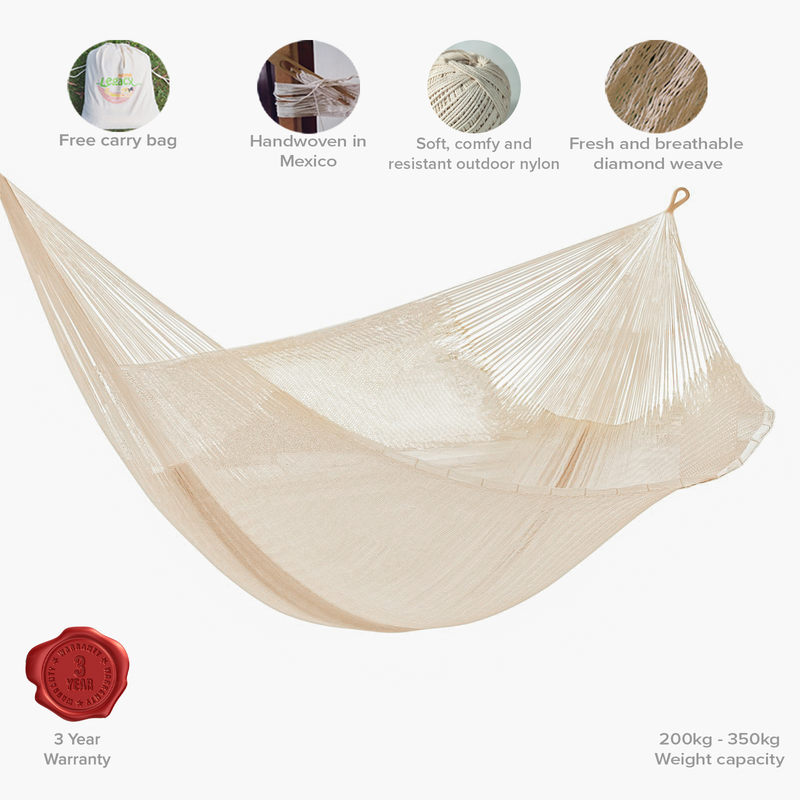 Cream Solace — King Super Nylon Mexican Hammock